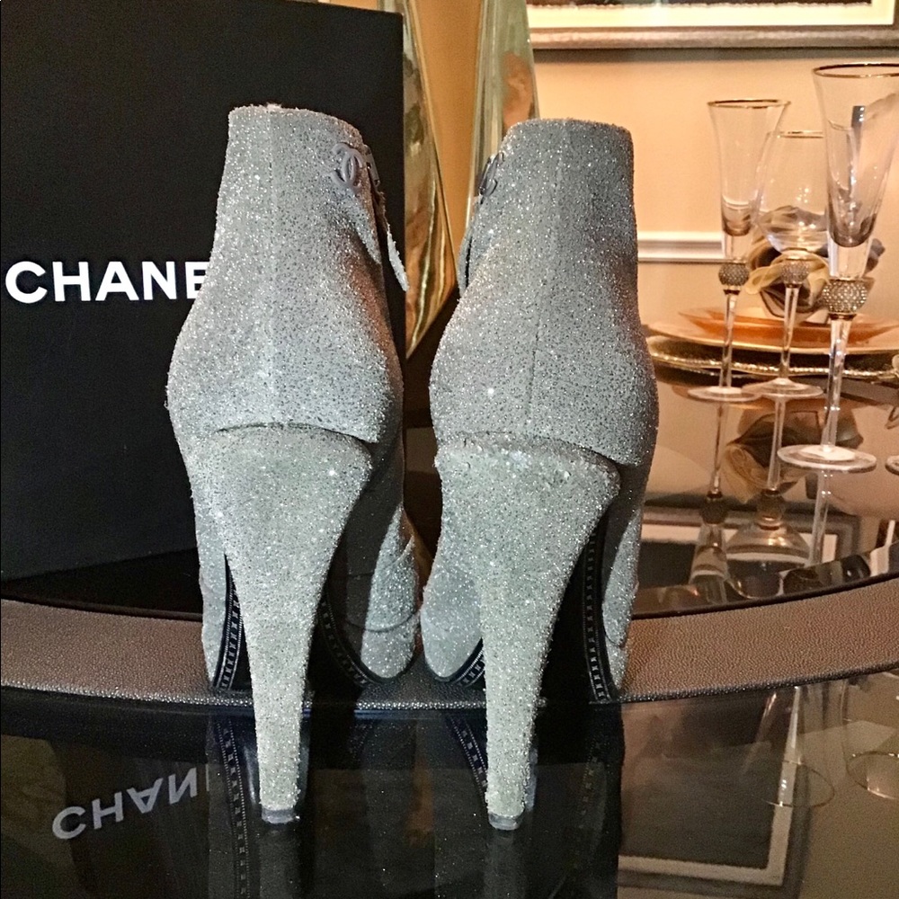 Chanel Glitter Suede Runway Booties - Picture 5 of 11